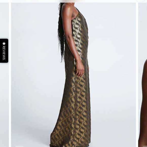 Halston Heritage black& gold dress with elegant Patterns.Ideal for special event - Picture 5 of 14